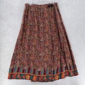 NEW GORGEOUS Silk Collection True Wrap Skirt Womens 18 Boho Paisley Hippie Gypsy